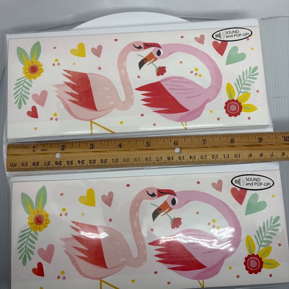 2 Valentines Day Cards Up With Paper Panoramics Pop Up Card Flamingos - Picture 3 of 6